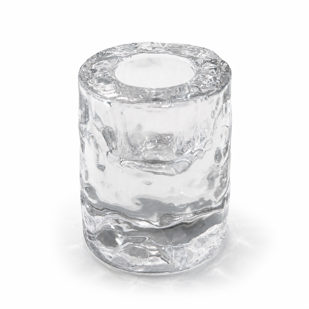 Bumpy Glazen Tafelkandelaar en Theelichthouder - Ø5,8 x H8 cm