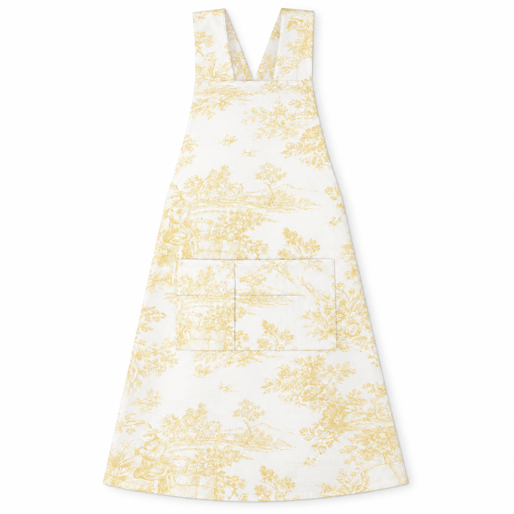 Japanese kitchen apron Toile de Jouy