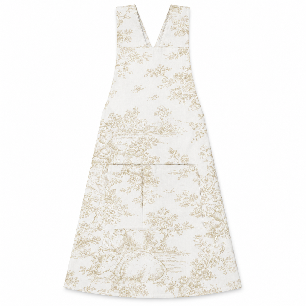 Japanese kitchen apron Toile de Jouy