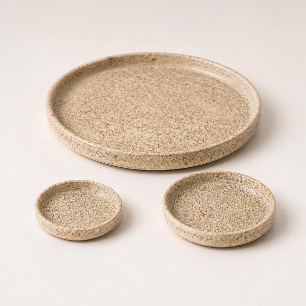 Round Ceramic Dish - Sandy Beach - Ø9 x H1.5 cm