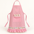 Children's apron with piglets – pink striped