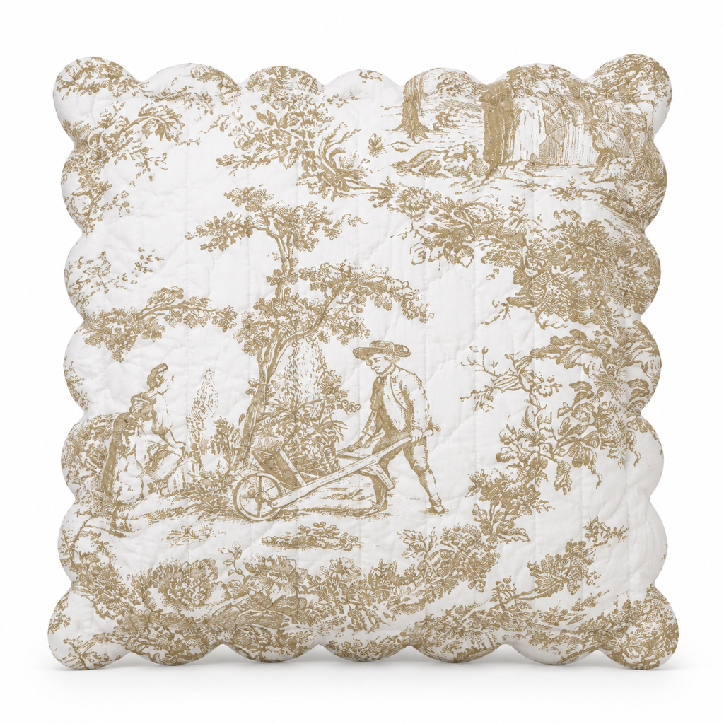 Quilted cushion cover Toile de Jouy 60 x 60
