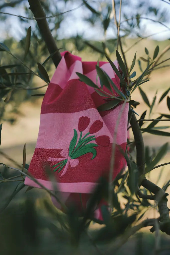 Keukenhanddoek- Lucette Red (set van 2) - Rode Tulpen