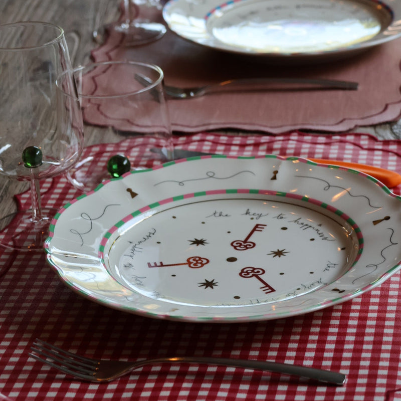 Pangea - Dinerbord - "the key to happiness" - Ø 26.5 cm