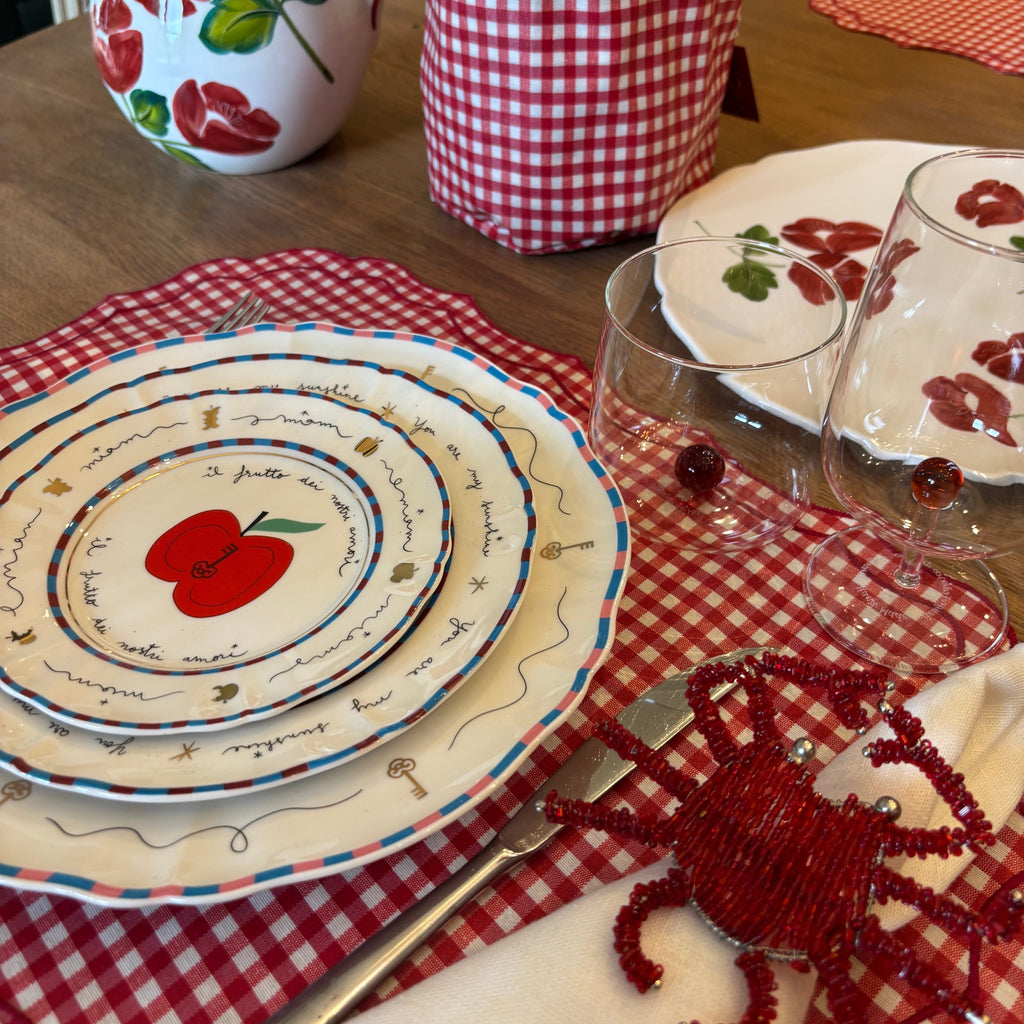 Stain-resistant Linen Placemat - 35 x 50 cm - Red Vichy