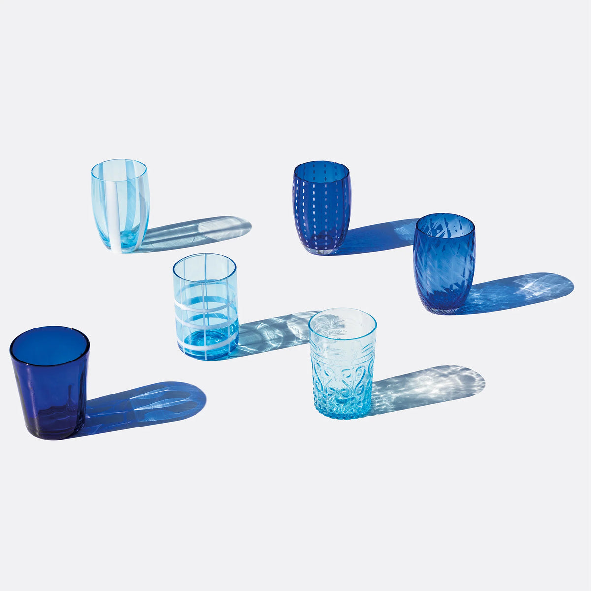 Melting Pod Blauw & Aquamarijn set van 6 glazen