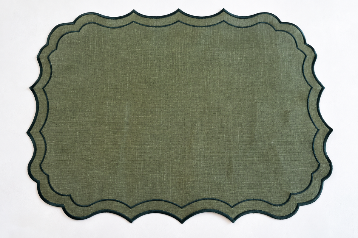 Vlekwerende Linnen Placemat Firenze – 50x35 cm – Tijm / Bosgroen