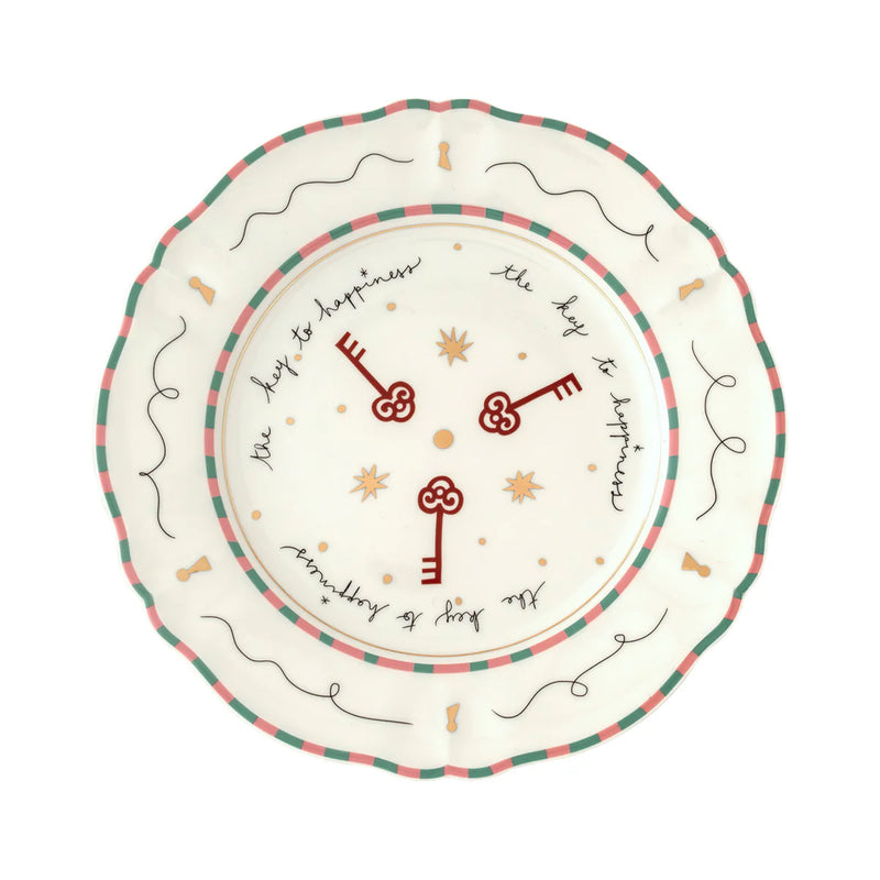 Pangea - Dinerbord - "the key to happiness" - Ø 26.5 cm