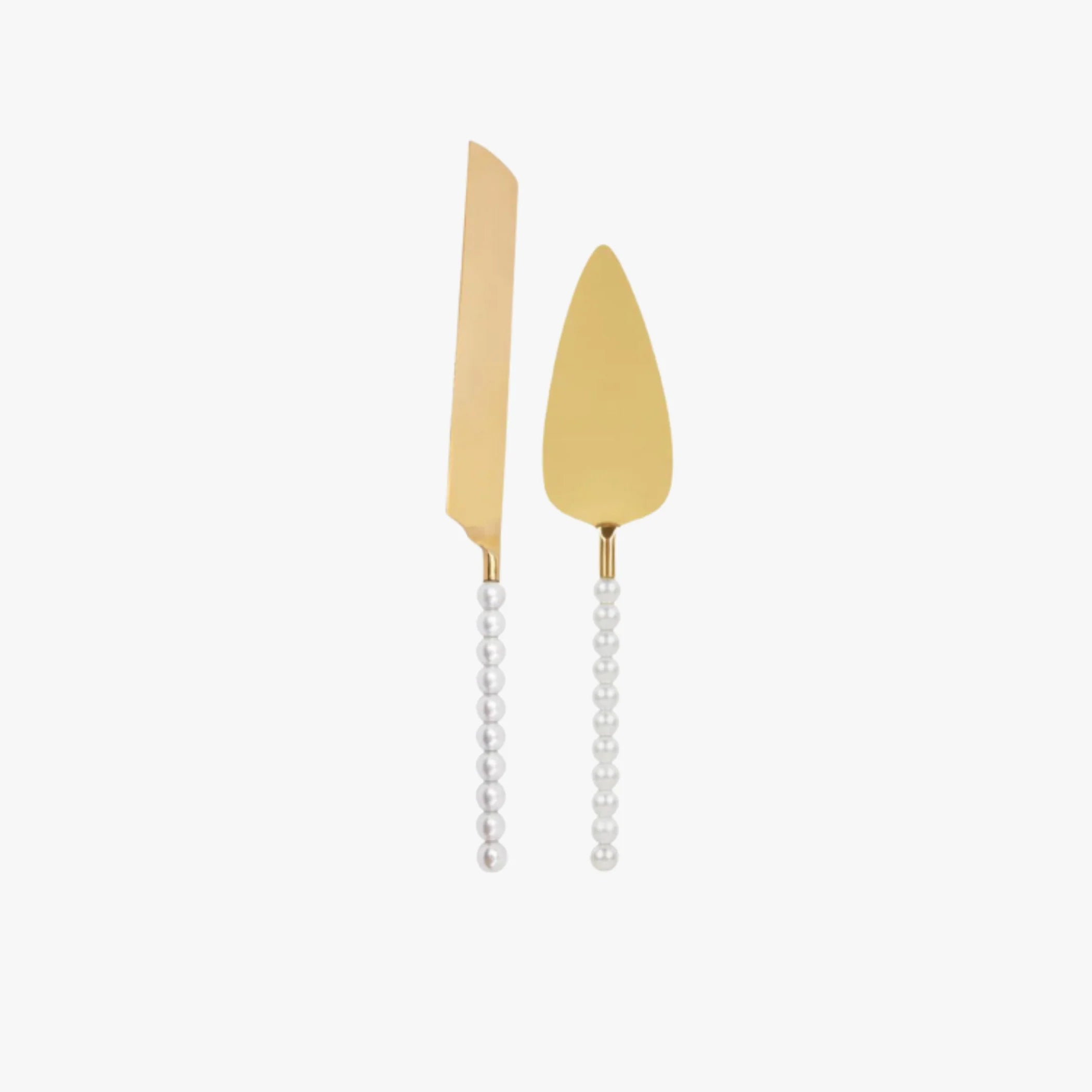Pearl cake knife and cake server 