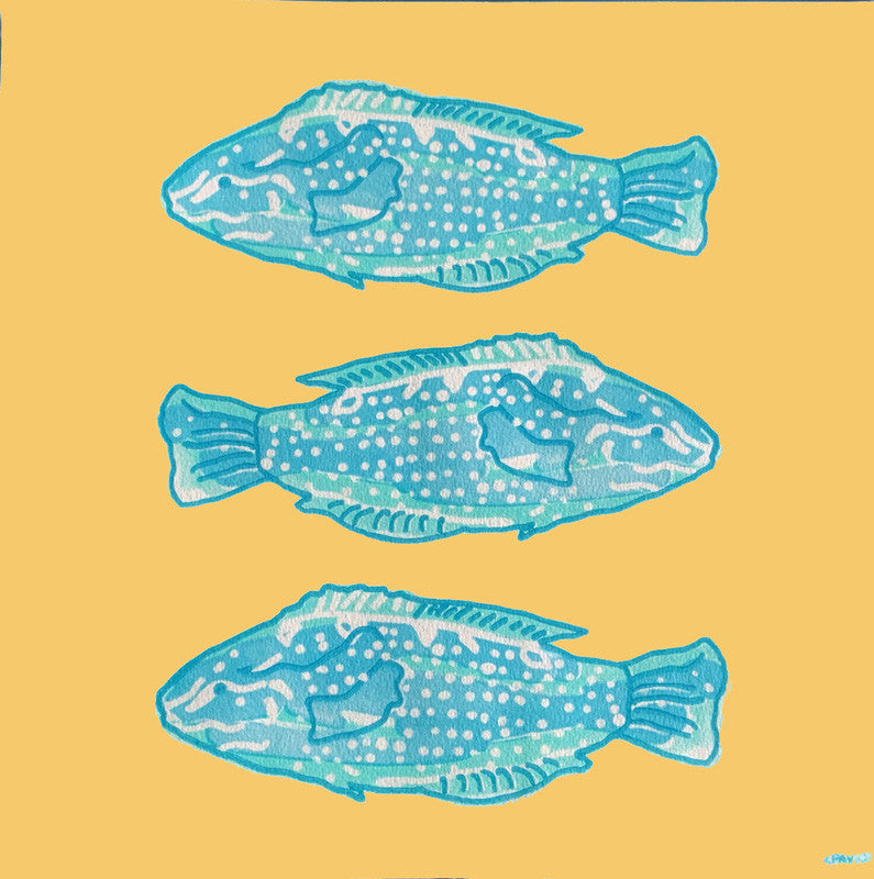 Servetten - Poisson Lumineux Bleu - 40x40