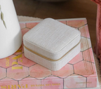 Travel Jewelry Box Linen Effect - Beige