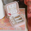 Travel Jewelry Box Linen Effect - Rose