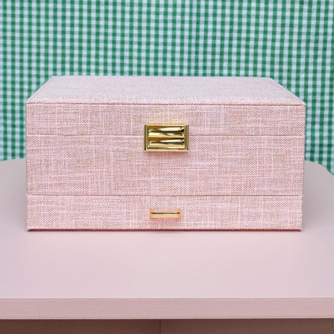 Jewelry box linen effect - Rose