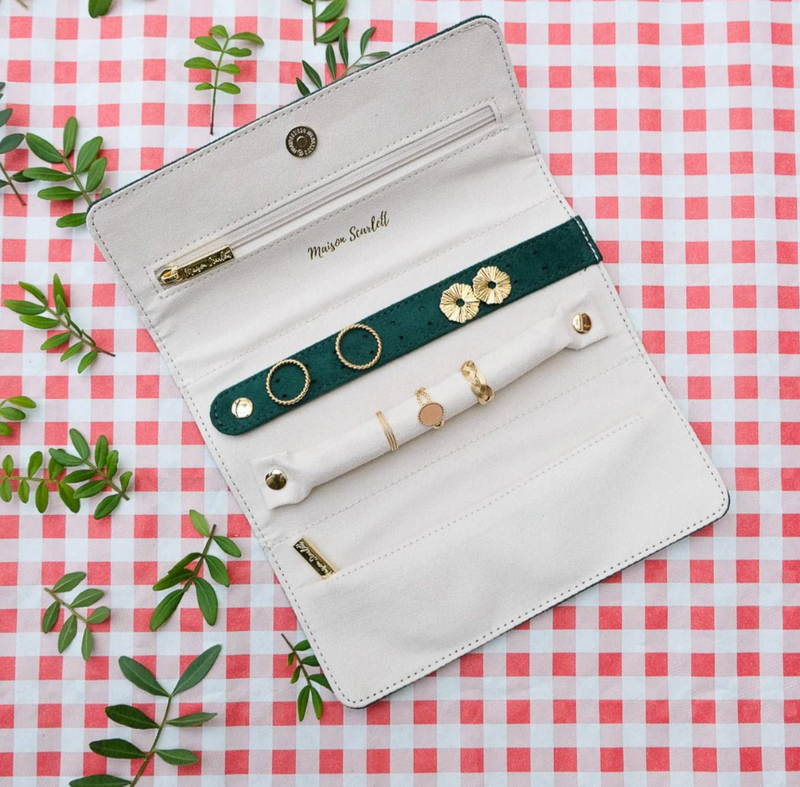 Sieradenpochette velours - Groen