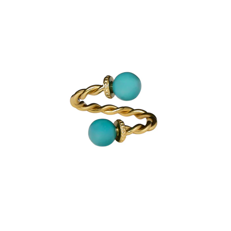 Servetring - Goud/Lichtblauw