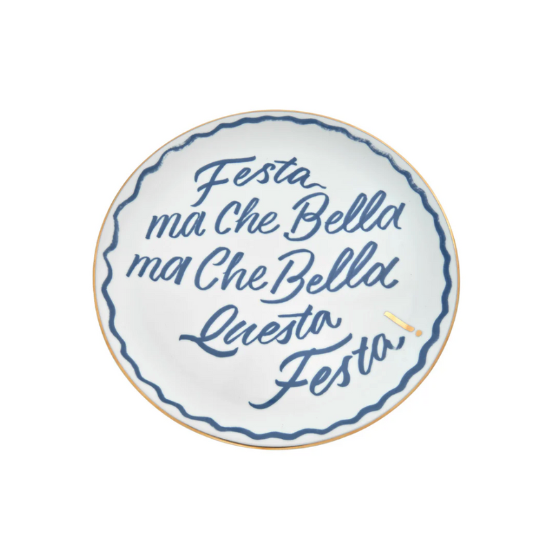 The Club - Pizza bord 'Festa' - Wit/Blauw - Ø 32