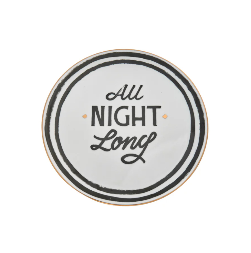 The Club - Pizza plate 'All night long' - White/Black - Ø 32