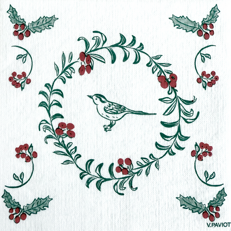 Servetten - Kerstkrans - 25x25