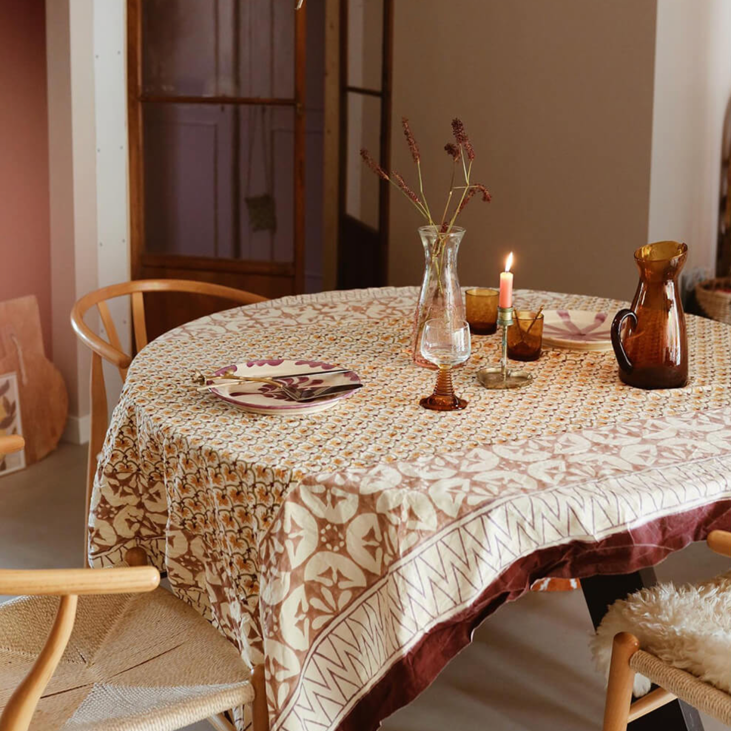Hand-printed tablecloth "Dani" – 2 sizes