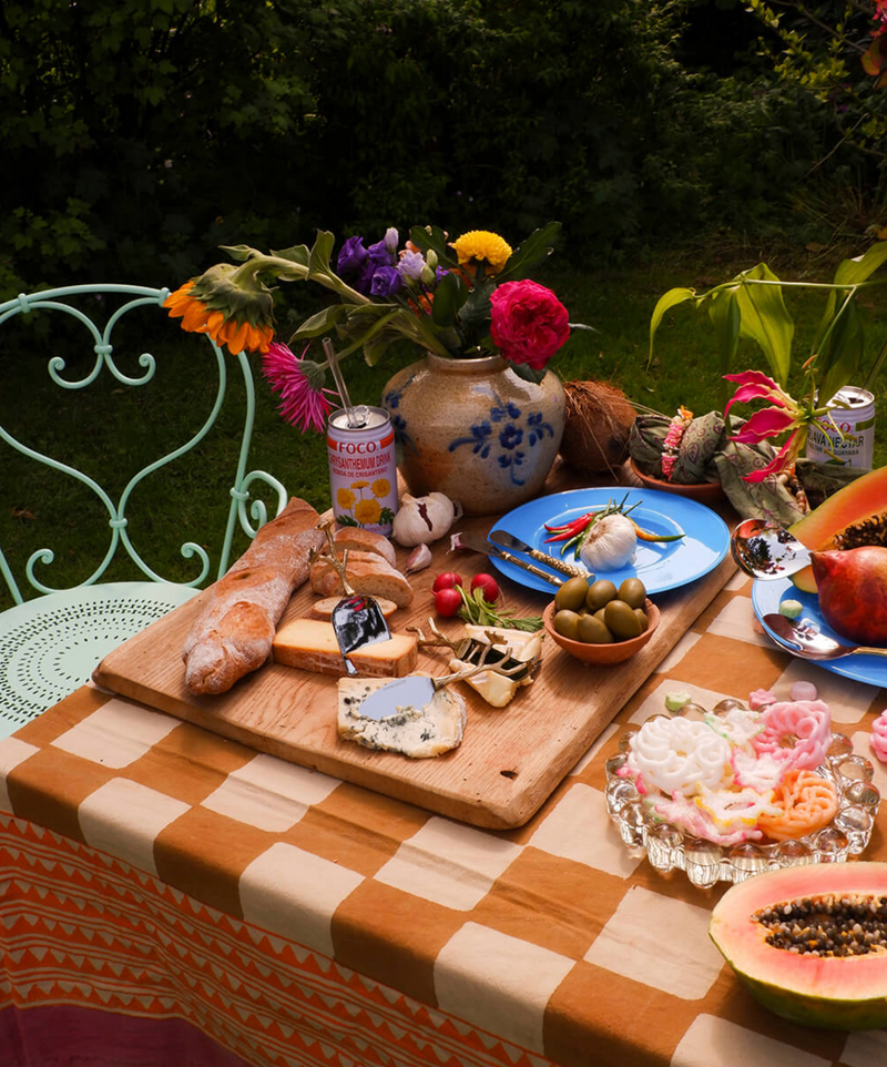 Handbedrukt tafellaken “Checkmate” -  2 maten