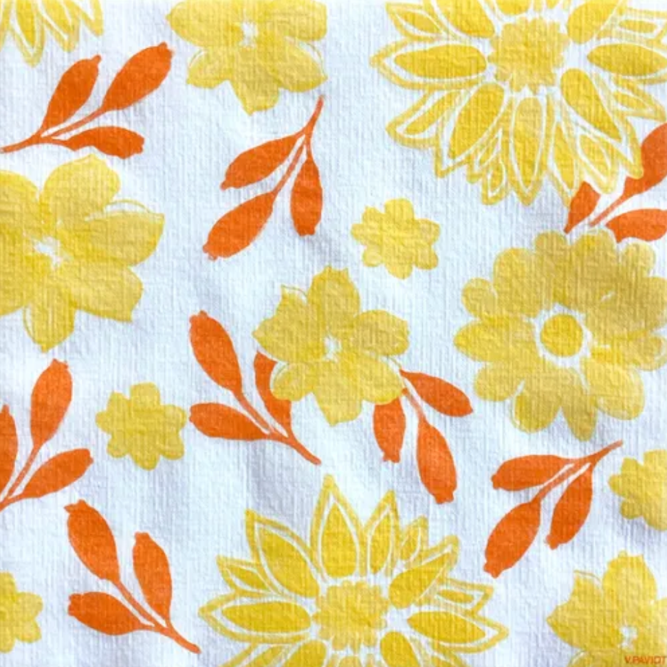Napkins - Yellow x Orange flowers - 40x40