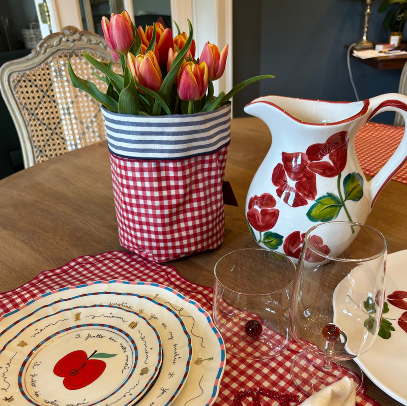 Broodmand - dubbelzijdig – Ø15 cm - Rode Vichy