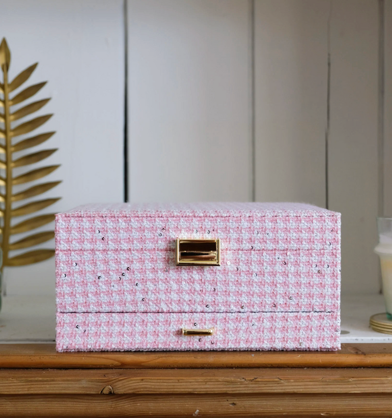 Sieradendoos Pied-de-Poule effect - Roze