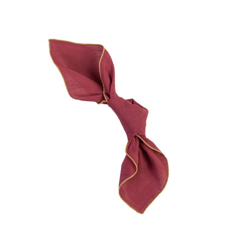 Linnen Servet met Contrasterende rand - Rood / Goud