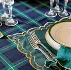 Letizia Vlekwerende Linnen Placemat 50 x 35 - Groen met gouden randje