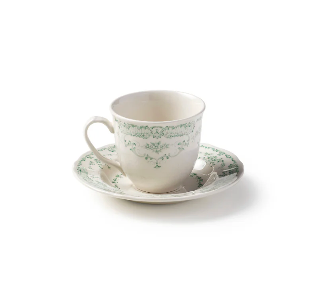 Teacup with saucer Rose - Green 