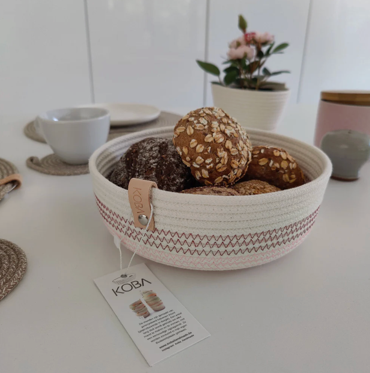 Handgemaakte manden uit gerecycled katoen - Bordeaux/roze - (S -L - Hoog/Laag)