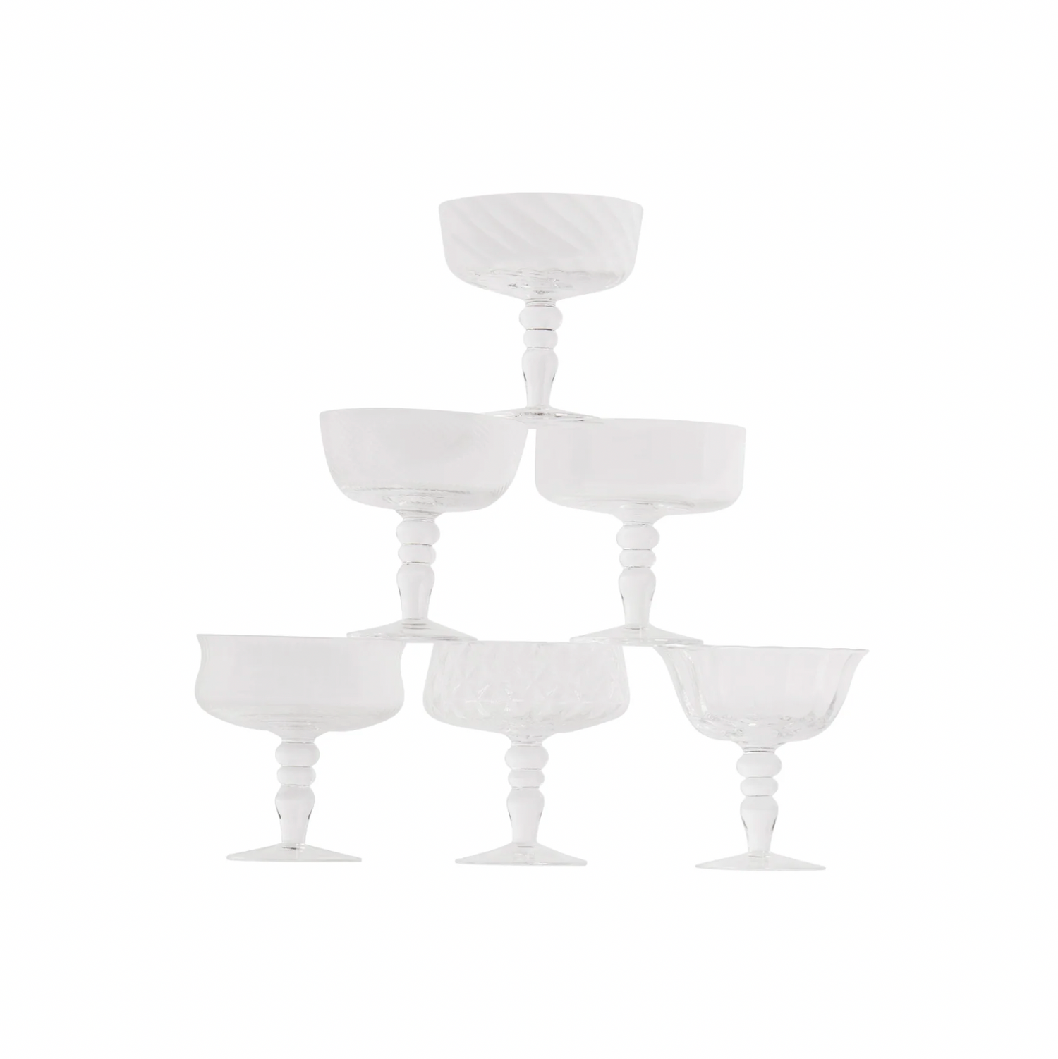 Champagne Coupe – Mixed Shapes (Set 6)
