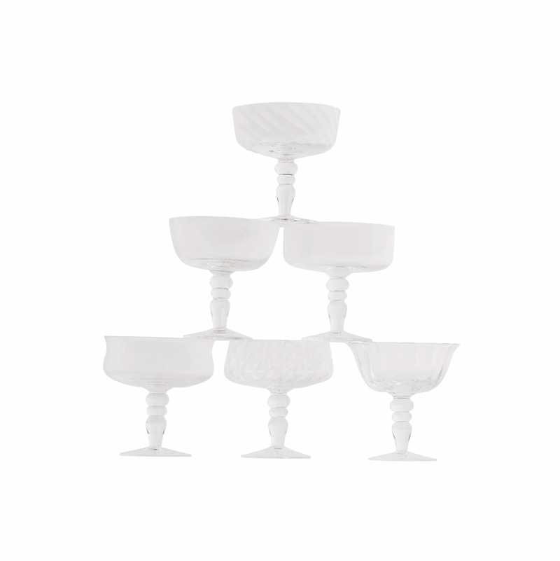 Champagne Coupe – Mixed Shapes (Set 6)