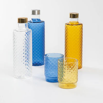 Glazen fles met dop - Geel