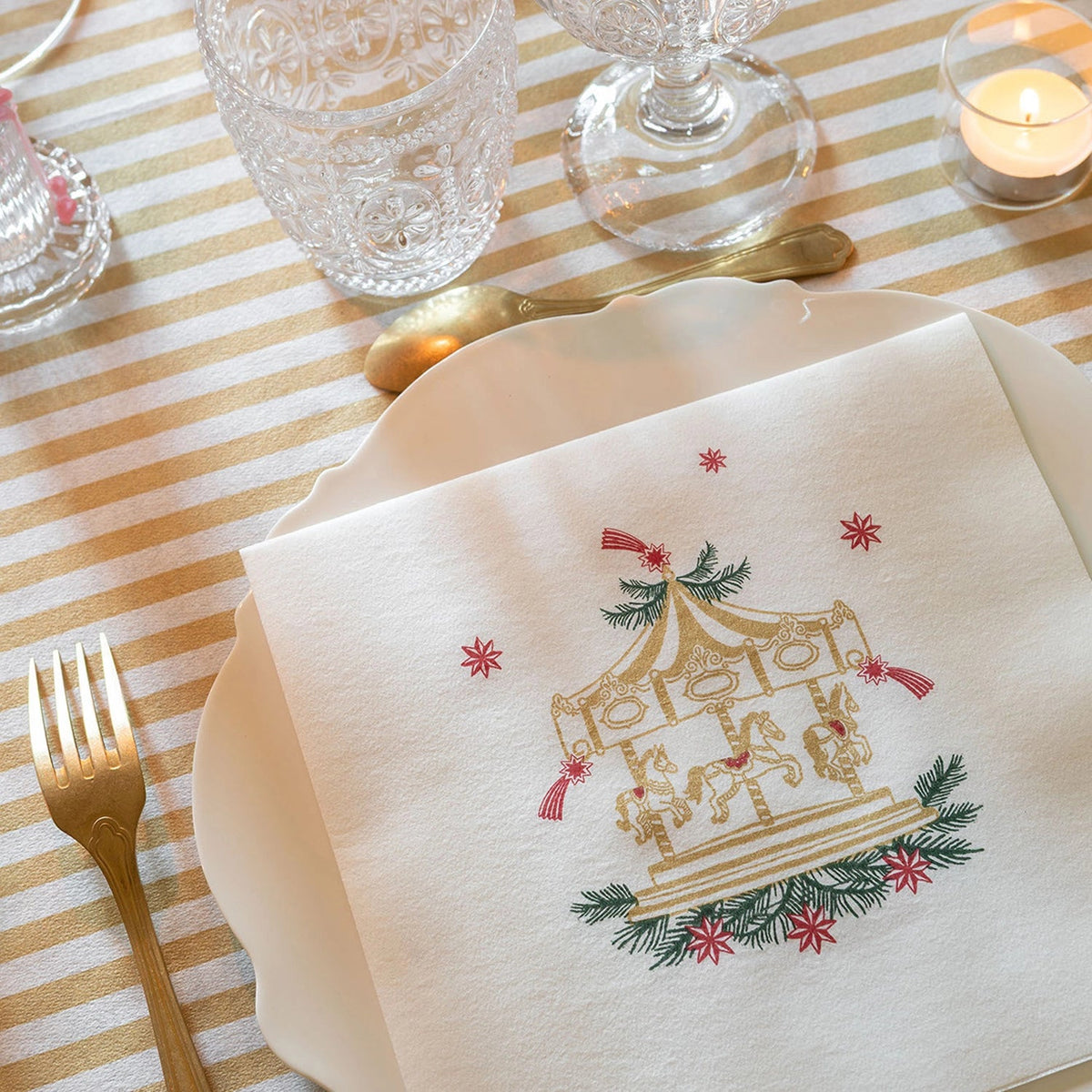 Papieren kerst- en winterservetten 40x40