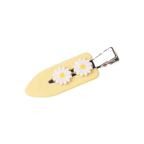Butter yellow Likio Block Flower hair clip with white daisies