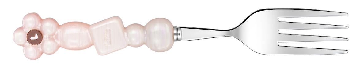 Likio Peach Ice fork with floral beads on the handle