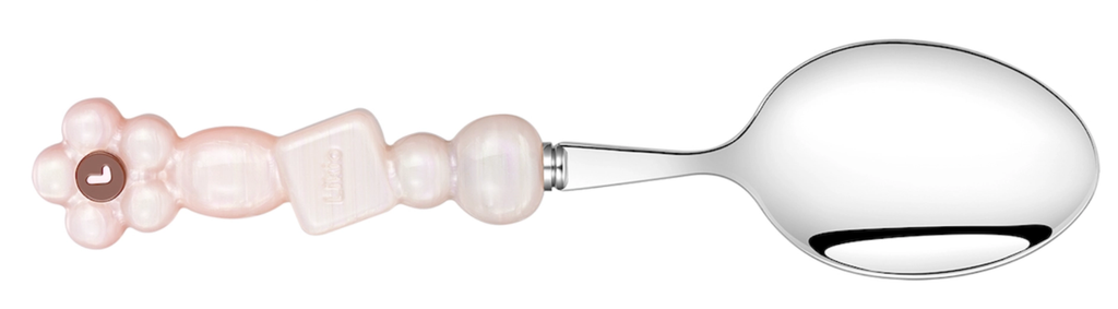 Likio Peach Ice dessert spoon with floral beads on the handle
