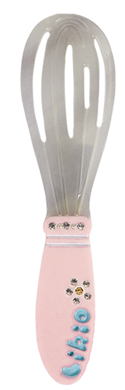 Likio pink whisk hair clip with rhinestones, front view on white