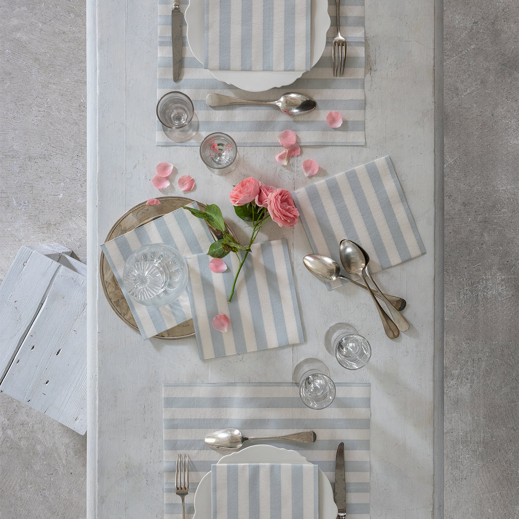 Servetten - Rayure Bleu Gris - 40x40