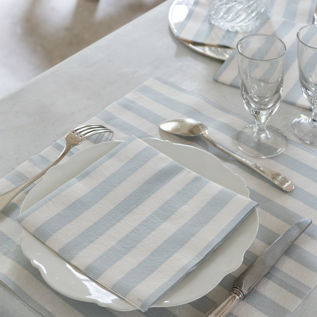 Servetten - Rayure Bleu Gris - 40x40