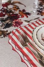 Stain-Resistant Linen Placemat – 50x35 cm - Red Stripes