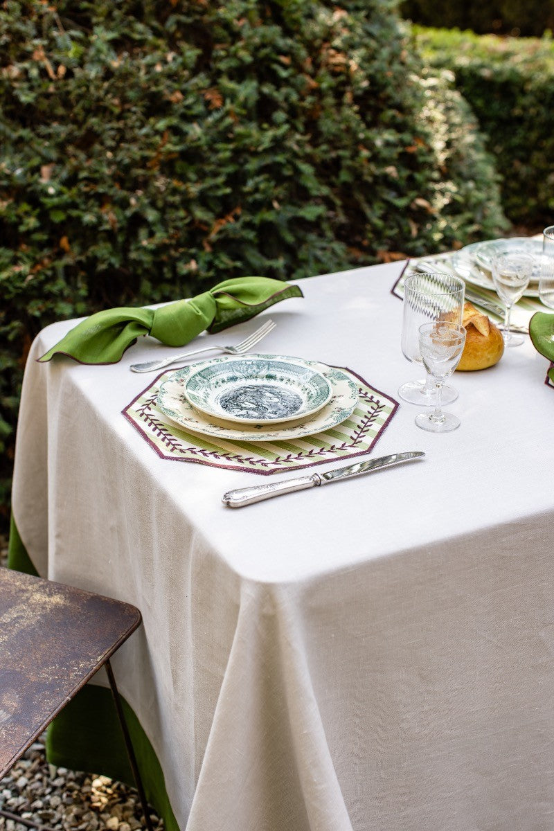 Vlekwerende Linnen Placemat – 50x35 cm - Groene Streepjes