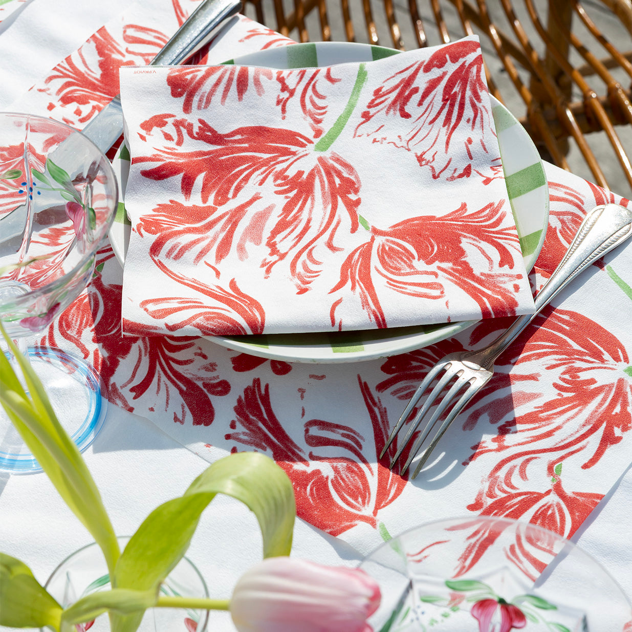 Servetten - Tulipe Rouge - 40x40