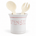 Kitchen utensil holder with inscription – Ø 15 x H 15 cm