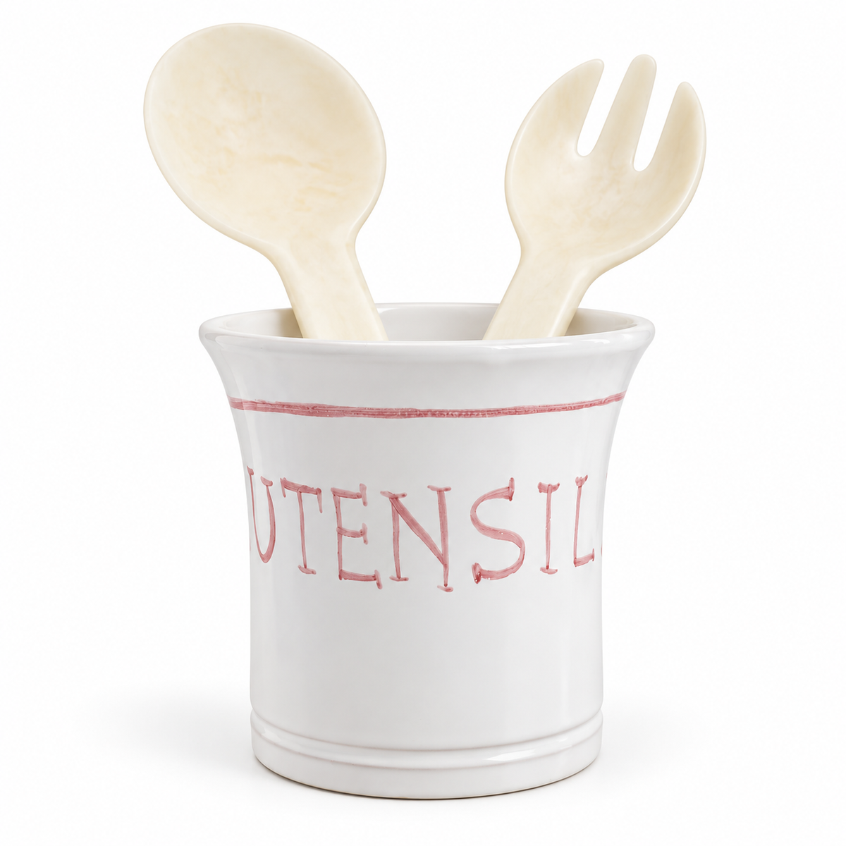 Kitchen utensil holder with inscription – Ø 15 x H 15 cm